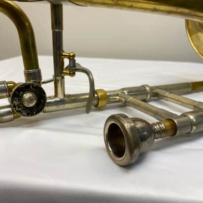Bach 42BO Stradivarius Series Tenor Trombone with Open Wrap F Attachment Standard Rotor Valve 2010s - Clear Lacquered Brass image 8