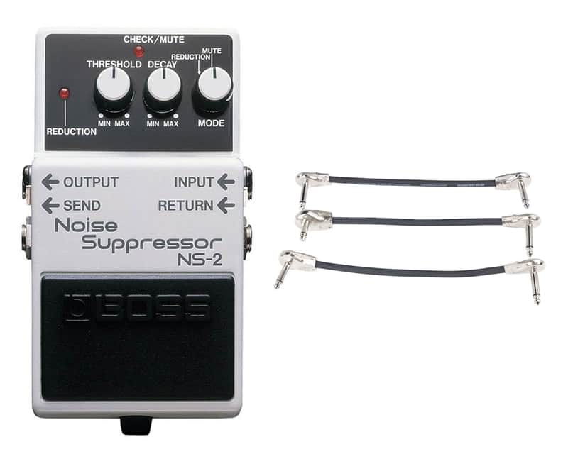 Boss NS-2 Noise Suppressor Pedal + Gator Patch Cable 3 Pack