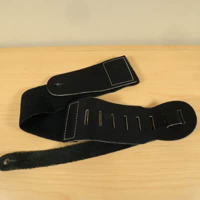 Vintage 90s Bass Guitar Nylon Guitar Strap Black w/ Leather tabs image 1