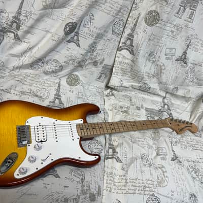 2024 Squier HSS Stratocaster Sienna Sunburst Flame Maple Top RARE!! image 5