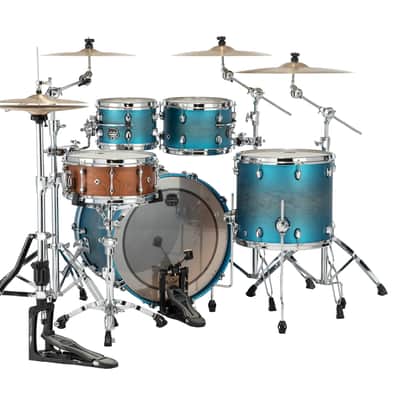 Mapex Saturn Evolution Exotic Classic Birch Exotic Azure Burst Lacquer Chrome Hardware Drums 22x16_10x7_12x8_16x14 Shell Pack Auth Dealer image 3
