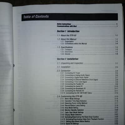 3rd Edition Operation Manual for Otari DTR-90 R-DAT Recorder 1993 image 4