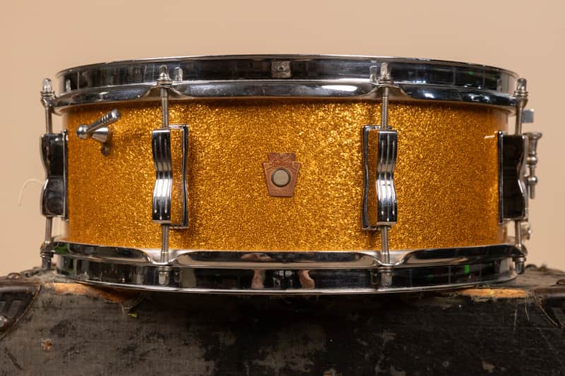 1965 Ludwig 5x14 Gold Sparkle Jazz Festival Snare Drum image 1