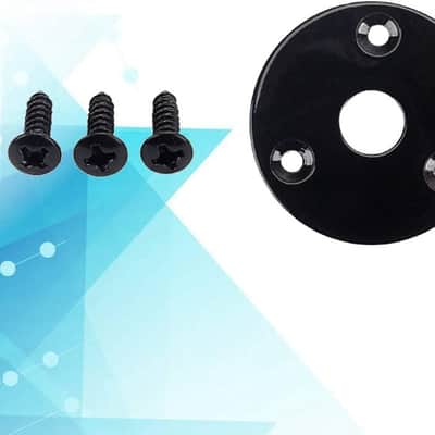 Round Guitar Jack Plate Indented 1/4 Inch Guitar Pickup Output Input Jack Socket Plate Metal Jack Plate with Screws for Electric Guitar Bass (Black) image 6