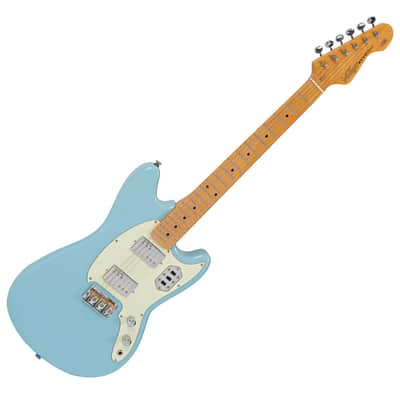 Vintage REVO Series 'Colt HH Twin' Hardtail Electric Guitar - Laguna Blue image 2