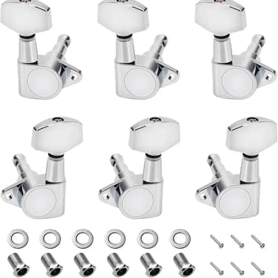 3L3R Guitar Tuning Pegs Keys 15:1 Ratio Guitar String Tuning Keys Machines with 90 Degree Fixing Tag for Gibson/Epiphone Les Paul LP Electric or Acoustic Guitar Pack of 6 JT/JXQ-05 Chrome image 1