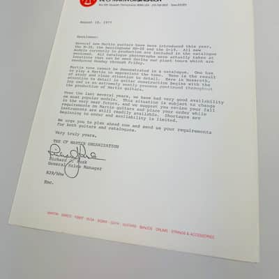Martin Guitar Catalogue & Dealer Letter Set 1977 image 2