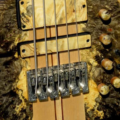 Warrior Isabella 5 string 20th Anniversary Bass 2015 - Very Special Ordered Buckeye Burl & Spalted Maple many factory photos of the build. image 13