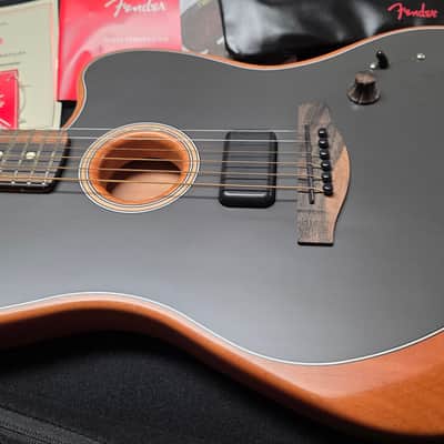 Fender American Acoustasonic Jazzmaster BRAND NEW Tungsten Green Mahogany Spruce Tim Shaw Shawbucker Humbucker Pickup Fishman Piezo System Semi-Hollow Body Acoustic-Electric Guitar image 3