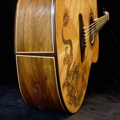 Blueberry Handmade Baritone Acoustic Guitar Dragon Motif image 10