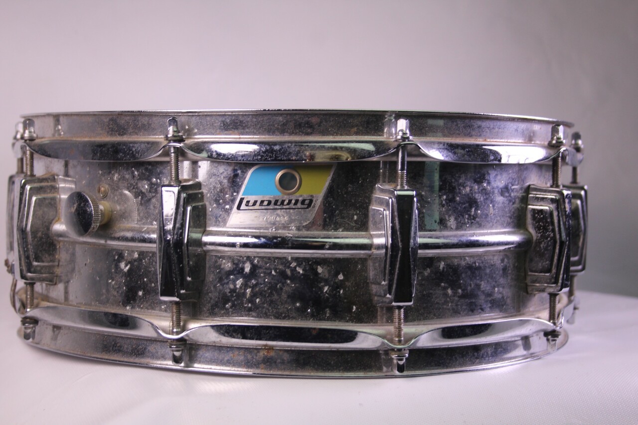 Ludwig Supraphonic Snare Drum 14x5"Vintage 70s Blue/Olive Badge Chrome Aluminum — main photograph