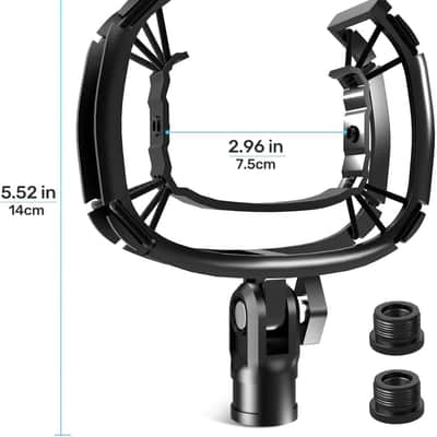 Wave Shouck Mount [Custom Built for Elgato Wave:3/1], Anti-Vibration Suspension Elastic Shock Mount Holder Clip Mic Mount Stand with 3/8" or 1/4" Screw Adapter Compatible with Wave:3/1 Microphone image 2