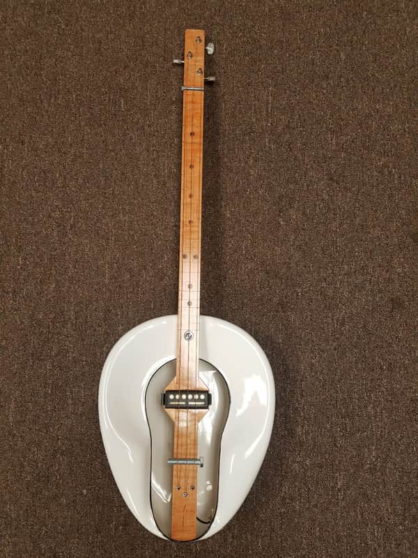 Snikle Bedpan Cigar Box Guitar 3 String Fretless Elec/Acoustic Slide Guitar 2017 Oak Neck image 1
