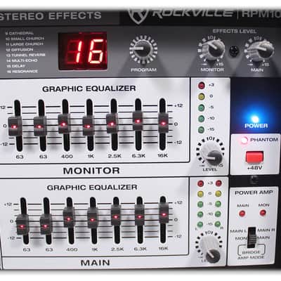 Rockville RPM109 12 Channel 4800w Powered Mixer, 7 Band EQ, Effects, USB, 48V image 5