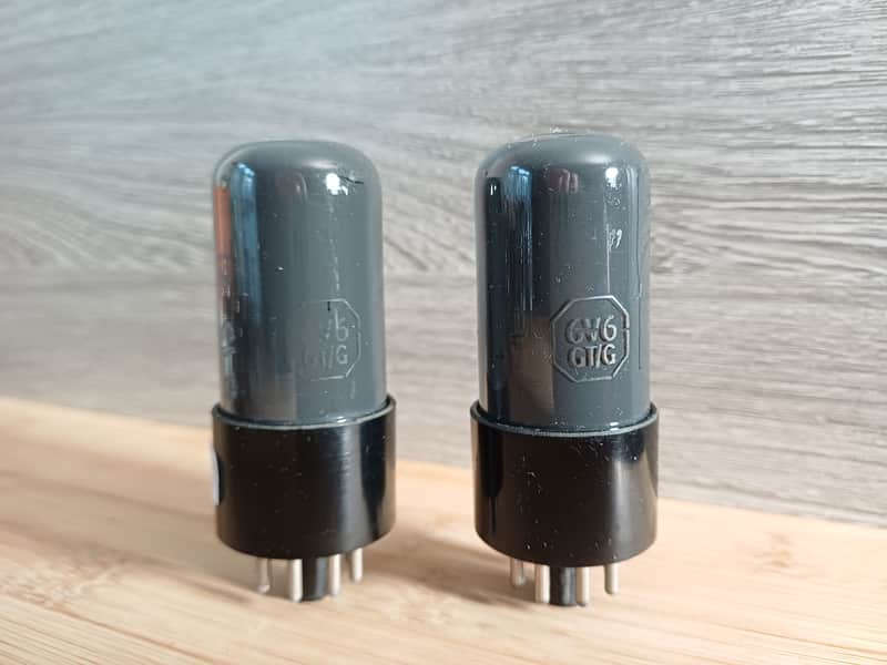 50's RCA 6V6GT 6V6 GT matched pair BLACK PLATE grey shield Fender Princeton Deluxe holy grail ! image 1