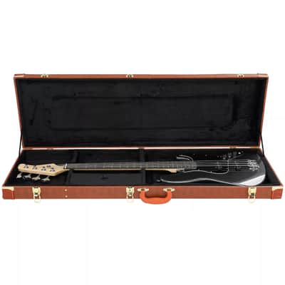 Portable Hard-Shell Locking Case for Electric Bass Guitar | Durable Wood, Leather & Plush Design with Storage image 2