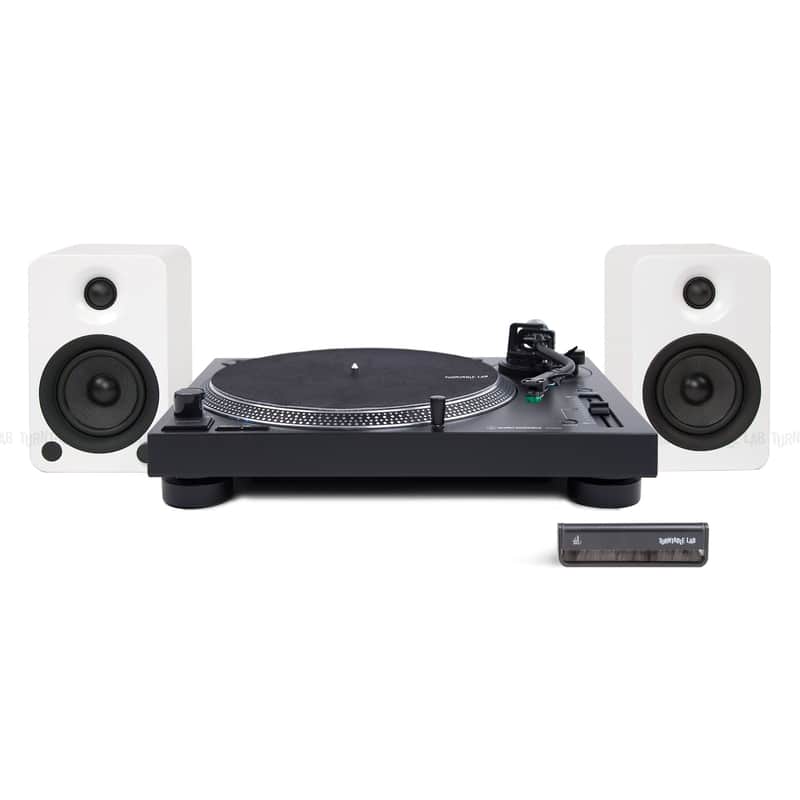 Audio-Technica: AT-LP120X / Kanto YU4 / Turntable Package Black Turntable / White Speakers image 1