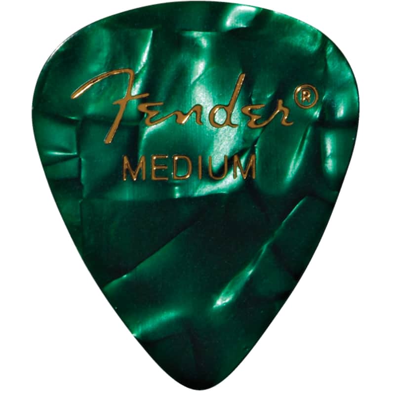 Fender Premium Celluloid 351 Shape Guitar Picks, Medium, Green Moto, 12-Pack image 1