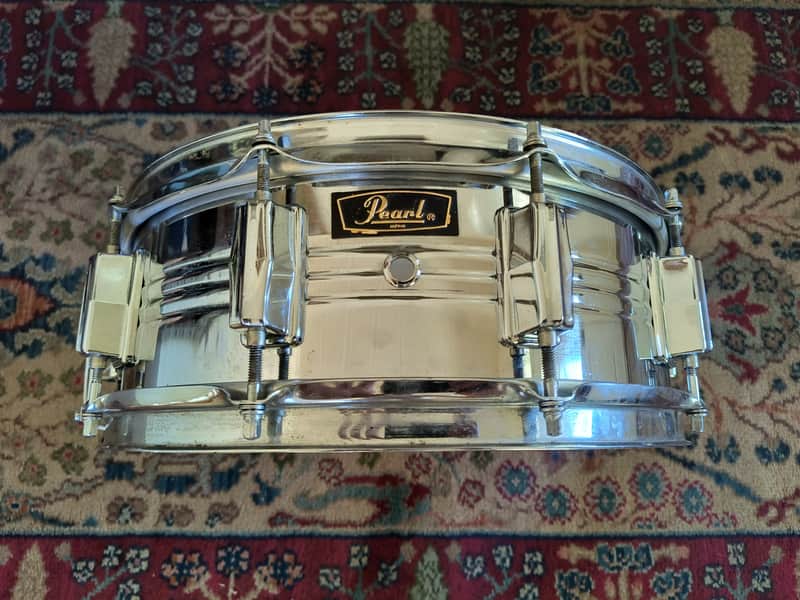 Vintage 1970s Pearl Model B4514 Chrome Over Brass Snare Drum 5 x 14 Stewart Copeland image 1