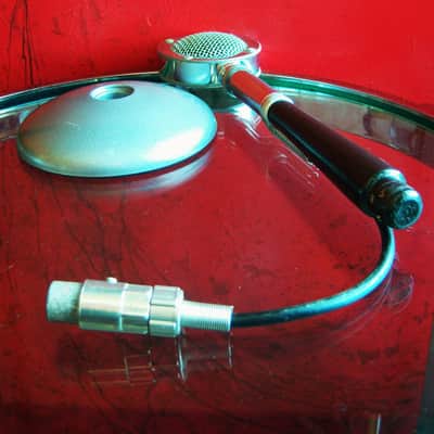 Vintage RARE 1950's Astatic D-104 crystal "Lollipop" microphone Chrome w period Astatic E6G desk stand image 10