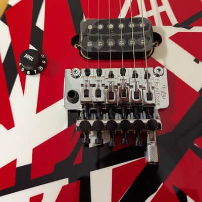 EVH Striped Series Left Handed Electric Guitar - Red, Black and White Stripes image 6