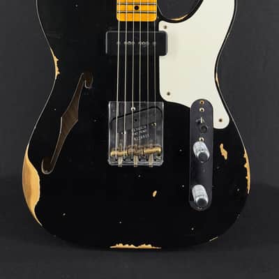 2023 Fender Custom Shop Limited Edition P90 Thinline Tele Relic in Aged Black image 1