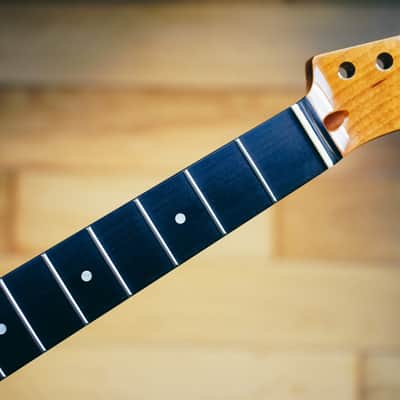 Telecaster Neck – Roasted Maple & Blackwood | 22 Frets | Light Gloss Finish | Bone Nut image 7