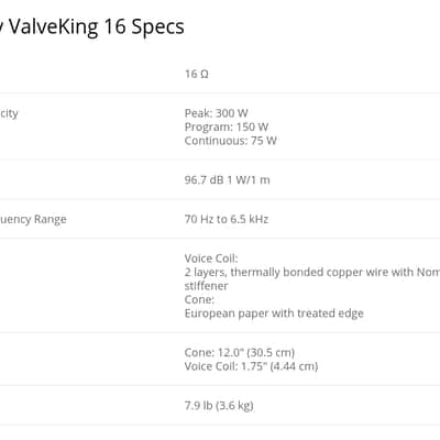Guitar speaker Peavey ValveKing Classic Voiced from 2005 - 12" - 16 Ohms - 50 W image 4
