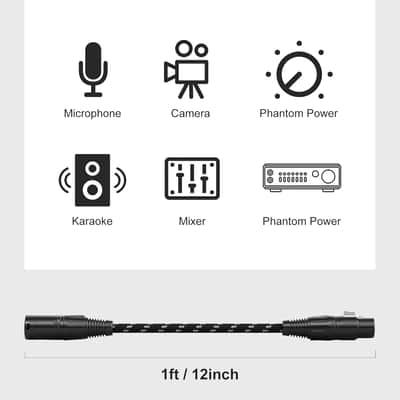 XLR Cables 6ft 2 Pack, XLR Microphone Cable Balanced Shielded Nylon Braided Cord with 3-Pin X LR Male to Female for Microphones Recording, Mixer, Amplifier，Speaker Systems image 6