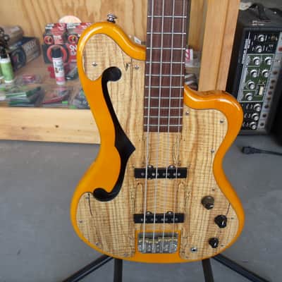 Italia Imola Bass Guitar Amber w/ Burl Pick guard image 2