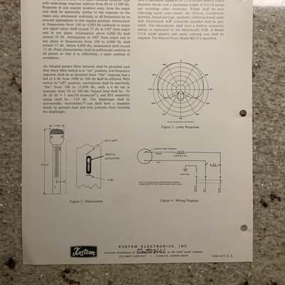 Vintage 1970s Kustom Electro Voice RE15 Dynamic Cardioid Microphone Spec Sheet! image 2