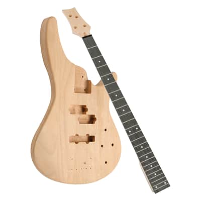 Ukscs DIY 4 String IB Style Electric Bass Guitar Kits with Mahogany Body, Maple Neck and Accessories image 2