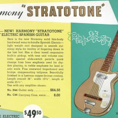 Harmony H44 Stratotone Electric Guitar w/Case -  Copper Bronze Finish (1950's) image 20