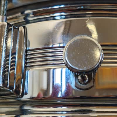 Rogers "5-Line" Dyna-Sonic 5x14" Brass Snare Drum 1966–1967 - Chrome image 5