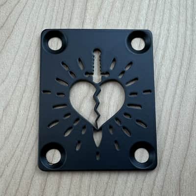 Heart & Dagger Neck Plate For Bolt On Neck Guitar or Bass - Industrial Black Finish image 1