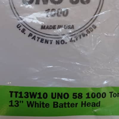Evans TT13W10 UNO 58 1000 Tom Tom 13" White Batter Head 70s-80s  - Vintage white image 2