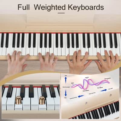Ukscs 88 Key Full Size Semi-Weighted Standard Keyboards Wooden Digital Piano with MIDI Bluetooth, Triple Pedals，Headphone and other accessories image 7
