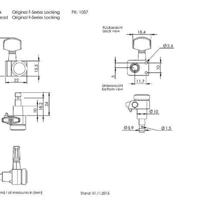 Schaller GOLD F-Series 6-InLine 2-Pin Staggered Locking Tuners for Strat/Tele image 2