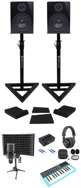 Rockville Studio Recording Kit w/Interface+Monitors+Controller+Mic+Headphones image 1