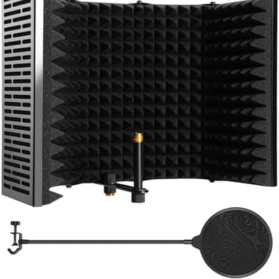 Microphone Isolation Shield Foldable Absorbing Foam Reflector Folding Panel + Pop Filter image 1
