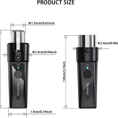 Wireless XLR Microphone System – 2 Transmitters & 1 Receiver – Dual-Input Wireless Mic Kit for Dynamic & Condenser Mics (Phantom Under 24V) – Low Latency, 4-Channel Digital (2.4 GHz) image 2