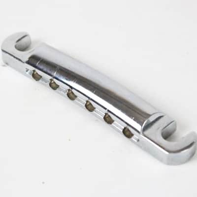 1986 Vintage Gibson USA Chrome Stopbar Tailpiece Original Les Paul Standard Heavy Zinc 1980s USA image 2