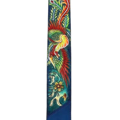 Walker & Williams KB-32 Skinny Cobalt Blue Premium Grain Leather Strap w/Hand Tooled Phoenix image 6
