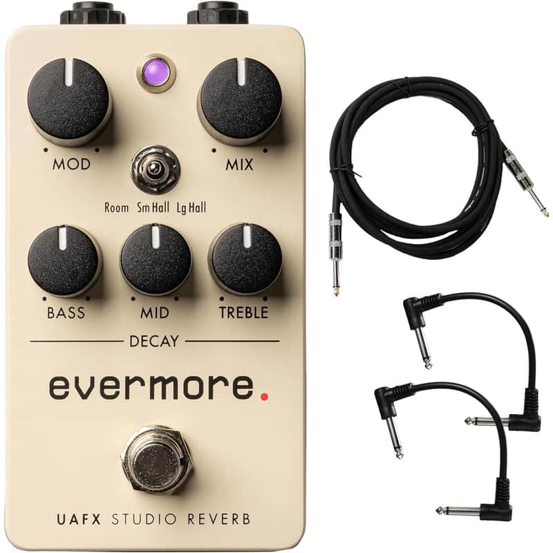 Universal Audio UAFX Evermore Studio Reverb Pedal - Bundle with Instrument Cable and 2 Patch Cables image 1