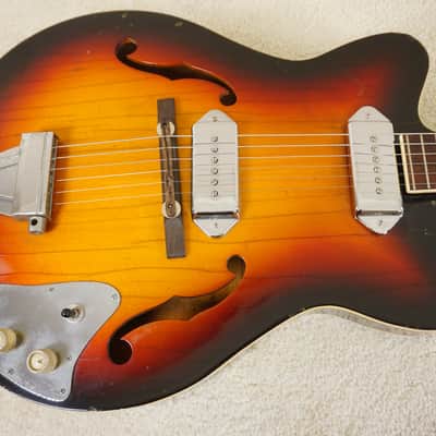 Vintage 1960s Kawai Thinline Hollowbody Sunburst MIJ Teisco Era Player image 4