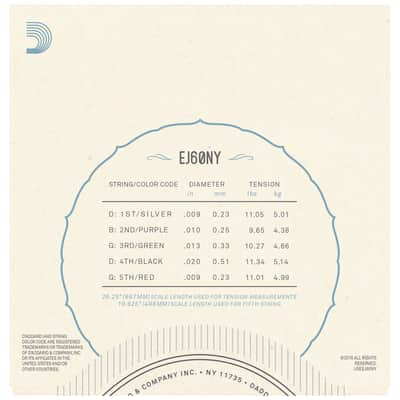 D'Addario EJ60NY 5-String Banjo Strings, NY Steel, Light 9-20 image 3