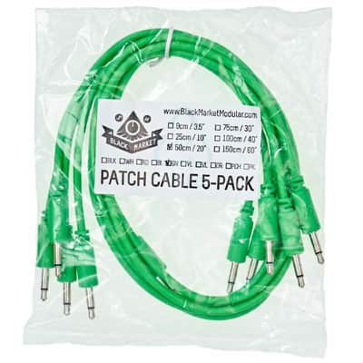 Black Market 3.5mm TS Mini-Jack Plug Patch Cables (9cm/green/pack of 5) image 2