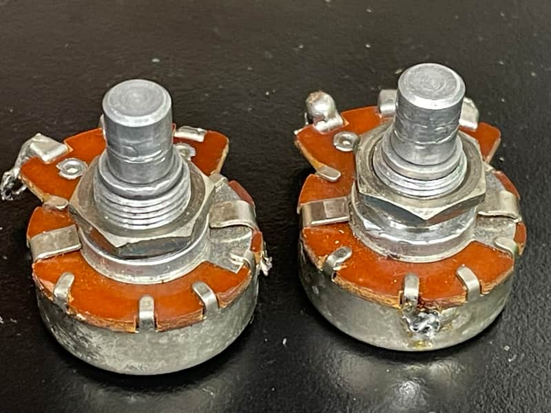 Stackpole Vintage 1956 set of 2 250K Solid shaft pots Cap Pre CBS 1957 1950's Telecaster Duo sonic Musicmaster Potentiometers image 1