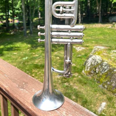 Antique C.G. Conn New Wonder LP Cornet ~1915-16 Silver Plate Engraved Bell w/ Original Case & Accessories image 11