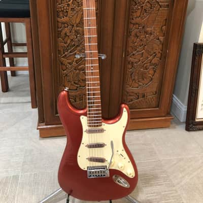 Fender Stratocaster MIM with USA=-made Warmoth Neck 2021 Aged Candy Apple Red image 1